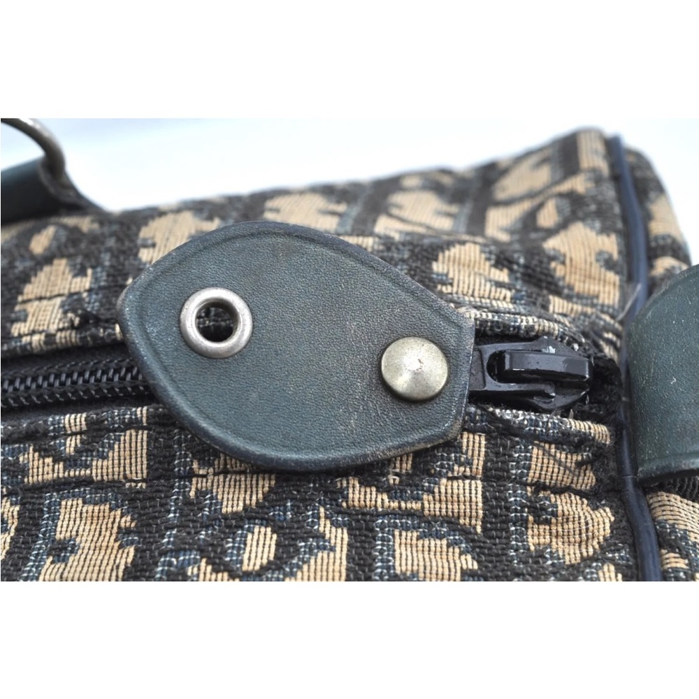 Authentic Christian Dior Trotter Hand Boston Bag Purse Canvas Leather Blue J9550 - Picture 4 of 16